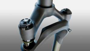 Detalles de primer plano de la horquilla de suspensión para grava KS GTC